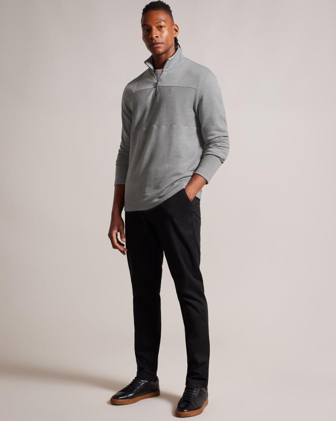 Pulls De Golf Ted Baker Long Sleeve Half Zip Grise Homme | XRU-47273811